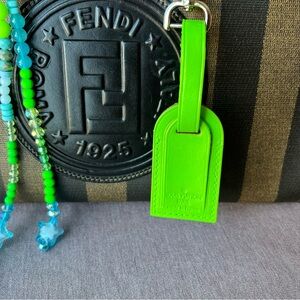 🆕 Louis Vuitton Bag Charm Name Tag Luggage Neon Green Keychain NEW NWOT Blue